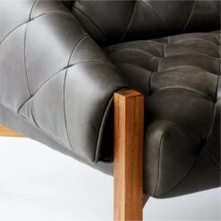 Abruzzo Charcoal Leather Tufted Chair -Cb2 Sales 2024 AbruzzoTftdBkLthrChrBrnWdAVF20