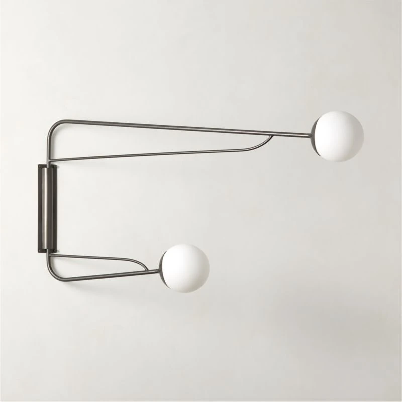 Ahva Blackened Brass Double Arm Articulating Wall Sconce Light 1 Ahva Blackened Brass Double Arm Articulating Wall Sconce Light