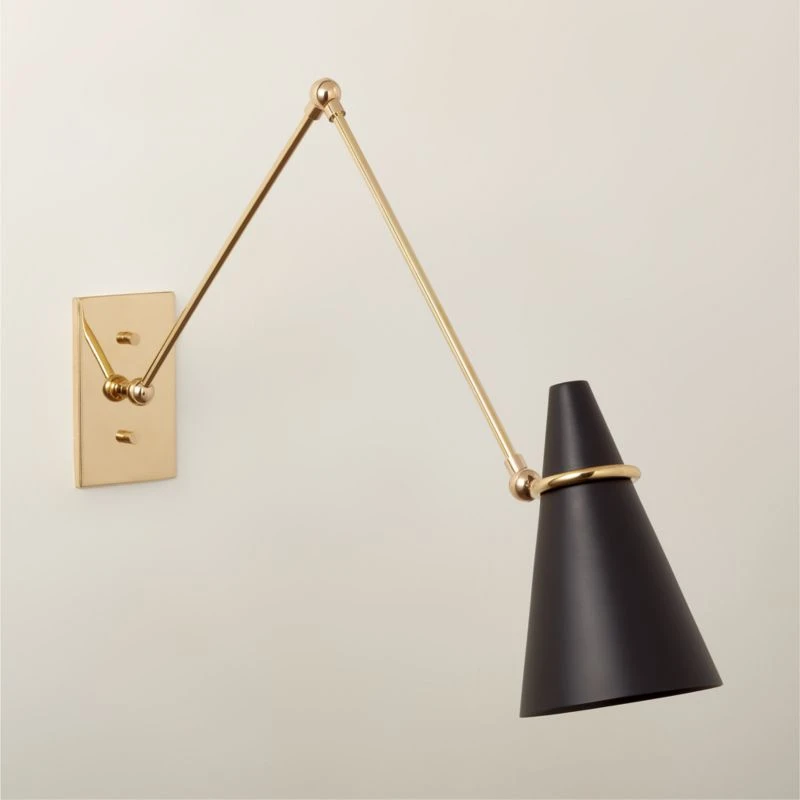 Aldus Black And Polished Brass Articulating Wall Sconce 3 Aldus Black And Polished Brass Articulating Wall Sconce - Image 3