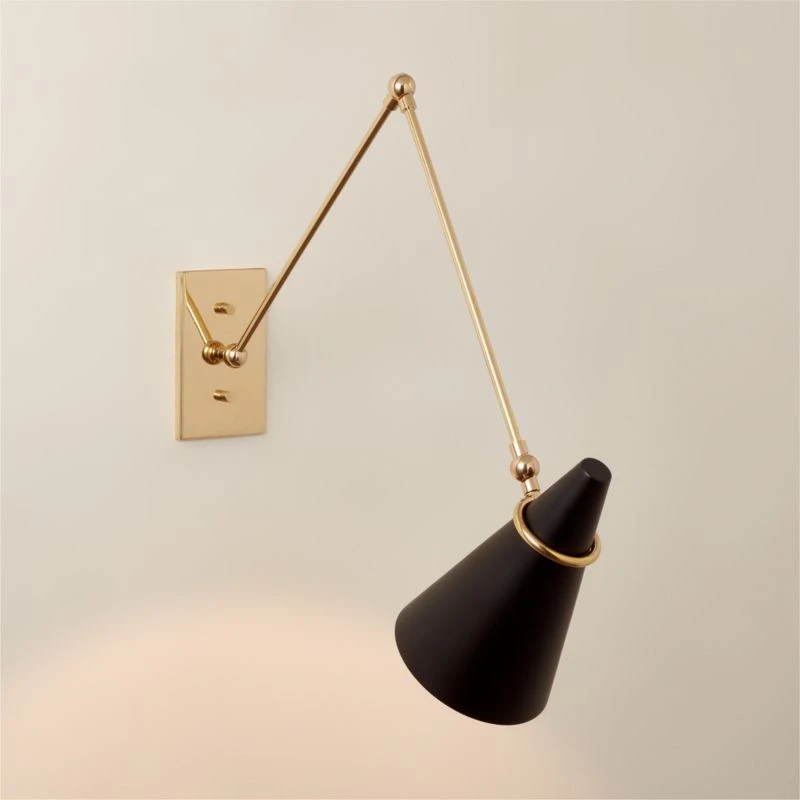 Aldus Black And Polished Brass Articulating Wall Sconce 2 Aldus Black And Polished Brass Articulating Wall Sconce - Image 2