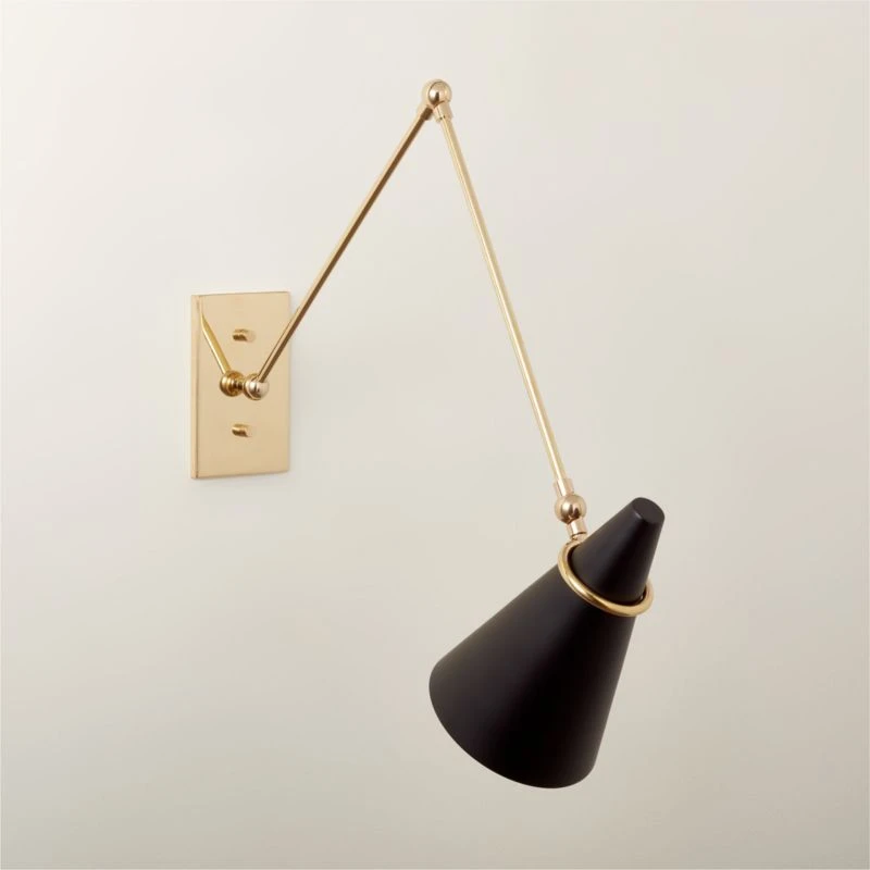 Aldus Black And Polished Brass Articulating Wall Sconce 1 Aldus Black And Polished Brass Articulating Wall Sconce