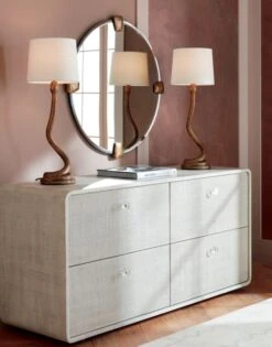 Snake Bronze Table Lamp -Cb2 Sales 2024 ArcherLacqueredLinenLowJL19