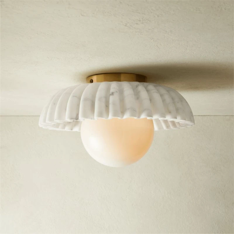 Ariel Fluted Marble Flush Mount Light 2 Ariel Fluted Marble Flush Mount Light - Image 2