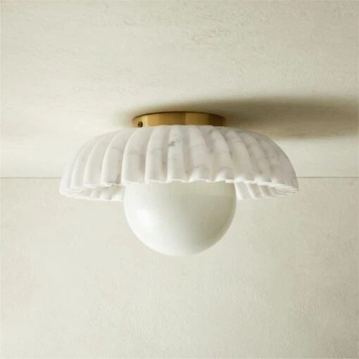 Ariel Fluted Marble Flush Mount Light -Cb2 Sales 2024 ArielFltdMrblFlushMountSHS21