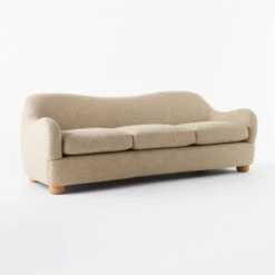 Bacio Camel Boucle Sofa With Bleached Oak Legs -Cb2 Sales 2024 BacioCamelSofa3QSSS21