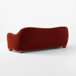 Bacio Merlot Curved Velvet Sofa With Walnut Legs -Cb2 Sales 2024 BacioMerlotSofa3QBSSF22