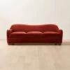 Bacio Merlot Curved Velvet Sofa With Walnut Legs