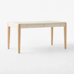 Beto White Shagreen Desk With Drawer -Cb2 Sales 2024 BetoIvoryShagreenDesk3QAVSSF23