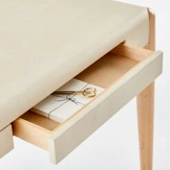 Beto White Shagreen Desk With Drawer -Cb2 Sales 2024 BetoIvoryShagreenDeskAVSSF23