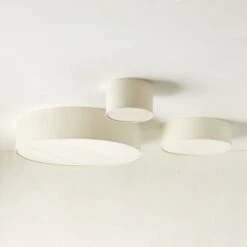 Boum Raw Silk Drum Flush Mount Light 34" -Cb2 Sales 2024 BoumRawSilkFlushMountGroupFHS23