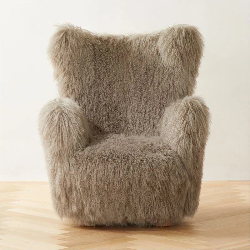 Bozzi Taupe Mongolian Sheepskin Accent Chair 1 Bozzi Taupe Mongolian Sheepskin Accent Chair