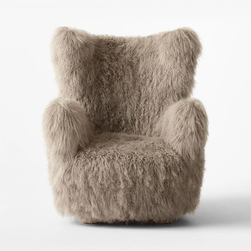 Bozzi Taupe Mongolian Sheepskin Accent Chair 4 Bozzi Taupe Mongolian Sheepskin Accent Chair - Image 4