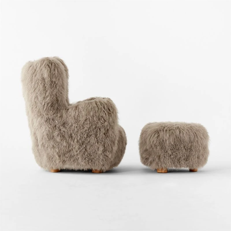 Bozzi Taupe Mongolian Sheepskin Chair And Ottoman Set 5 Bozzi Taupe Mongolian Sheepskin Chair And Ottoman Set - Image 5