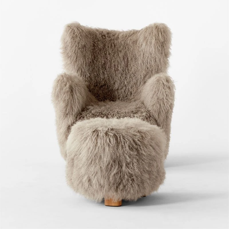 Bozzi Taupe Mongolian Sheepskin Chair And Ottoman Set 3 Bozzi Taupe Mongolian Sheepskin Chair And Ottoman Set - Image 3