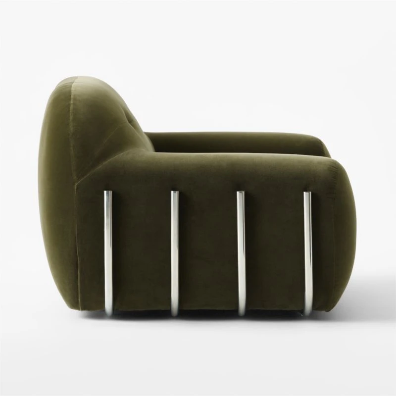 Brace Green Velvet Tufted Lounge Chair 4 Brace Green Velvet Tufted Lounge Chair - Image 4