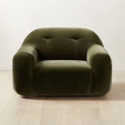 Brace Green Velvet Tufted Lounge Chair