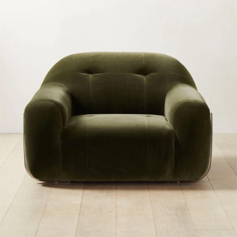 Brace Green Velvet Tufted Lounge Chair 1 Brace Green Velvet Tufted Lounge Chair