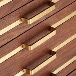 Inline Oak Wood 4-Drawer File Cabinet With Brass Handles -Cb2 Sales 2024 BrassInlineFileDrawersAVF17