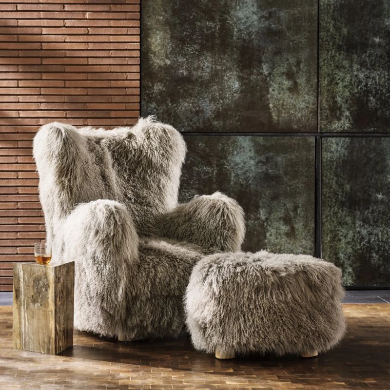 Bozzi Taupe Mongolian Sheepskin Accent Chair 3 Bozzi Taupe Mongolian Sheepskin Accent Chair - Image 3