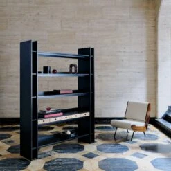 Genova Black Ebonized Oak Bookcase 13 Genova Black Ebonized Oak Bookcase -Cb2 Sales 2024 CB2FA22 FR 12 Hero