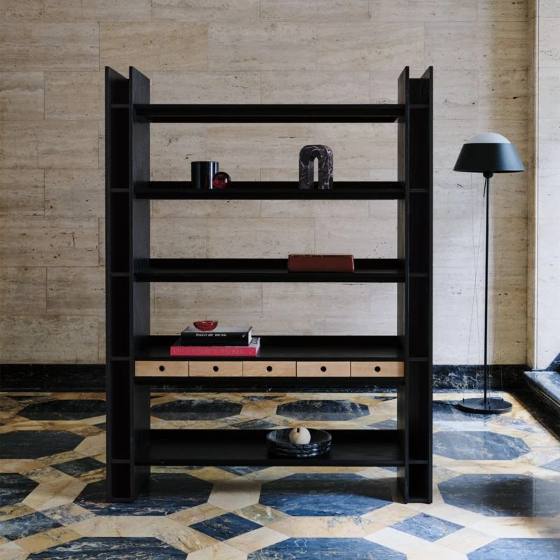 Genova Black Ebonized Oak Bookcase 4 Genova Black Ebonized Oak Bookcase - Image 4