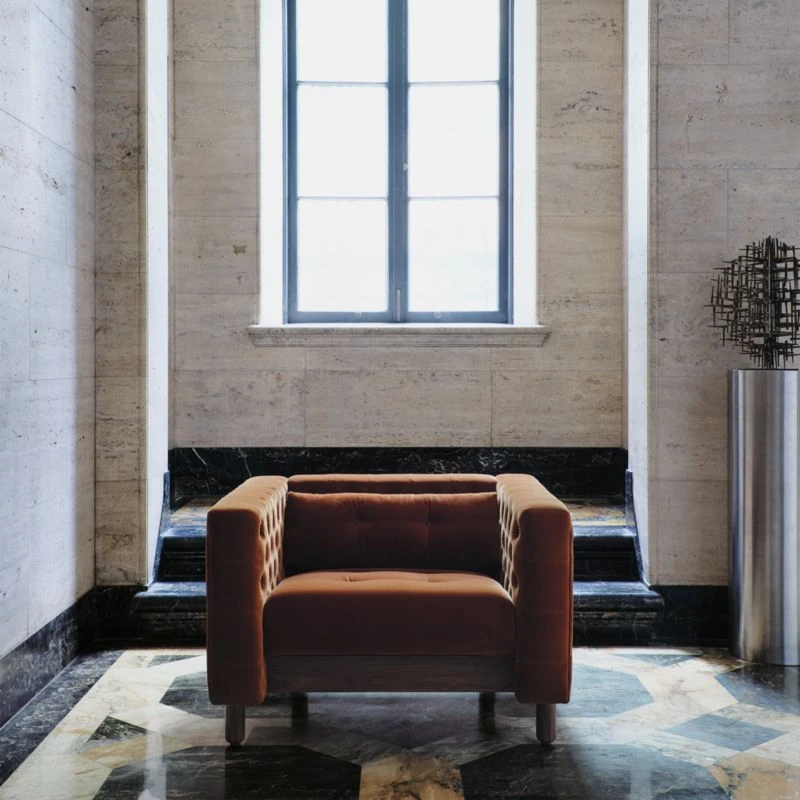 Marconi Tufted Rust Velvet Accent Chair 2 Marconi Tufted Rust Velvet Accent Chair - Image 2