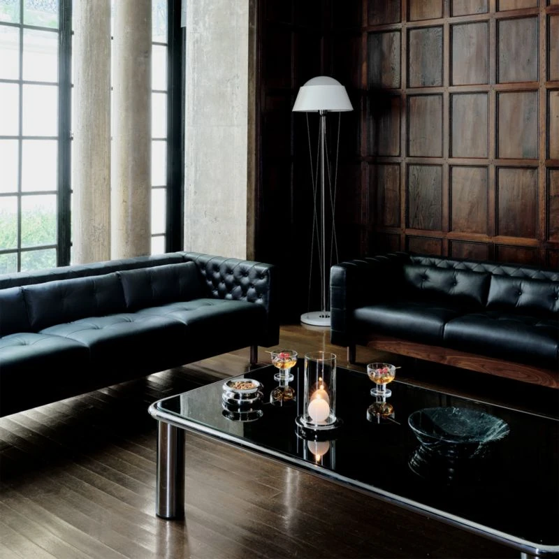 Marconi 4-Seater Tufted Black Leather Sofa 2 Marconi 4-Seater Tufted Black Leather Sofa - Image 2