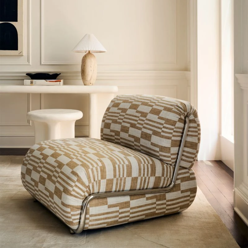 Hada Armless Geometric Patterned Lounge Chair 4 Hada Armless Geometric Patterned Lounge Chair - Image 4
