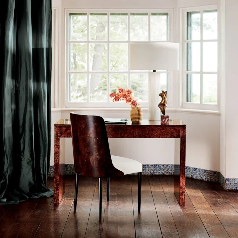 Runway 2-Drawer Burl Wood Desk 2 Runway 2-Drawer Burl Wood Desk - Image 2