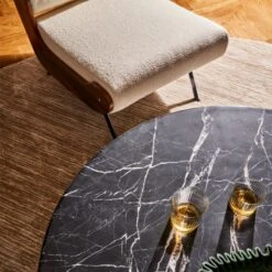 Pasar Round Black Marble Coffee Table -Cb2 Sales 2024 CB2PH23 BAR 127