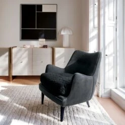 Jed Black Shearling Chair With Black Legs -Cb2 Sales 2024 CB2SP22 17A v1 RET