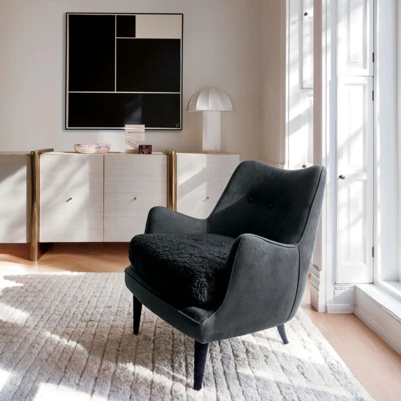 Jed Black Shearling Chair With Black Legs 3 Jed Black Shearling Chair With Black Legs - Image 3