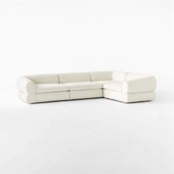 Chale 4-Piece L-Shaped Ivory White Boucle Sectional Sofa -Cb2 Sales 2024 Chale4PcCreamBclSect3QSSS23