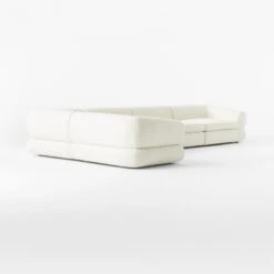 Chale 5-Piece L-Shaped Ivory White Boucle Sectional Sofa -Cb2 Sales 2024 Chale5PcCreamBclSect3QSSS23