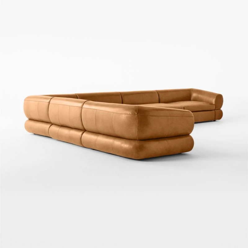 Chale 6-Piece Brown Leather Sectional Sofa 3 Chale 6-Piece Brown Leather Sectional Sofa - Image 3