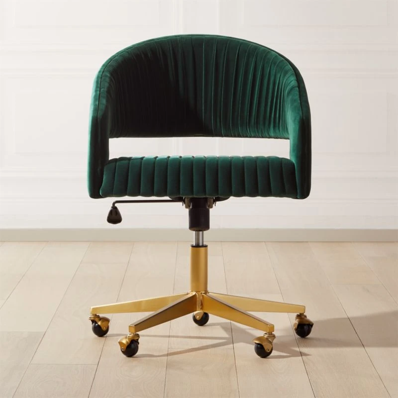 Channel Green Velvet Office Chair 1 Channel Green Velvet Office Chair