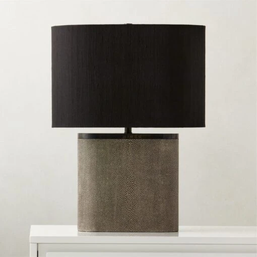 Clair Black Shagreen Table Lamp With Black Shade -Cb2 Sales 2024 ClairBlkShgrnTableLampSHS23