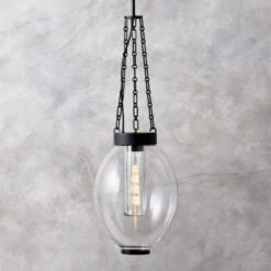 Clifton Cast Glass And Black Chain Link Pendant Light -Cb2 Sales 2024 CliftonCtGlsChnLkPndntROS23