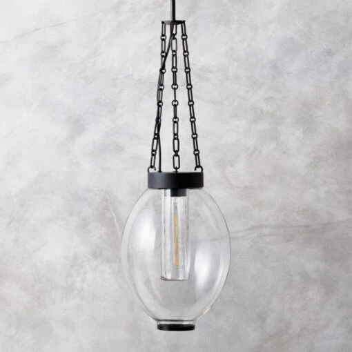 Clifton Cast Glass And Black Chain Link Pendant Light -Cb2 Sales 2024 CliftonCtGlsChnLkPndntSHS23