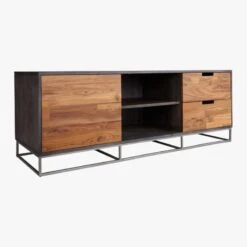 Congo Wood Media Console 56'' -Cb2 Sales 2024 CongoMediaCredenza3QS16