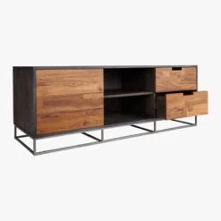 Congo Wood Media Console 56'' -Cb2 Sales 2024 CongoMediaCredenzaAV1S16