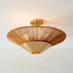 Copa Tiered Natural Rattan Flush Mount Light -Cb2 Sales 2024 CopaTrdNatRttnFlshMountROF22