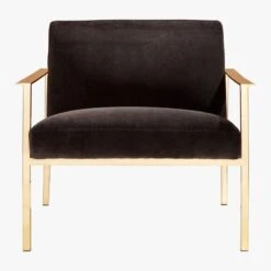 Cue Carbon Black Velvet Chair 13 Cue Carbon Black Velvet Chair -Cb2 Sales 2024 CueChairBrassDkGreyF16