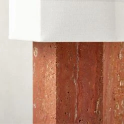 Danielle Red Travertine Table Lamp -Cb2 Sales 2024 DanielleRdTrvtnTableLampAVSHS23