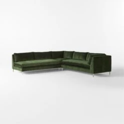 Decker 3-Piece L-Shaped Green Performance Velvet Sectional Sofa With Right Arm 8 Decker 3-Piece L-Shaped Green Performance Velvet Sectional Sofa With Right Arm -Cb2 Sales 2024 Decker3PcGrnALChrSctSofa3QSSF23