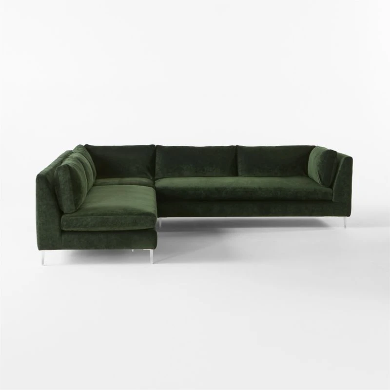 Decker 3-Piece L-Shaped Green Performance Velvet Sectional Sofa With Right Arm 4 Decker 3-Piece L-Shaped Green Performance Velvet Sectional Sofa With Right Arm - Image 4