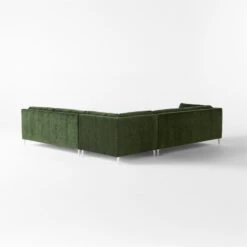 Decker 3-Piece L-Shaped Green Performance Velvet Sectional Sofa With Left Arm -Cb2 Sales 2024 Decker3PcGrnArmlSctSofa3QBSSF23