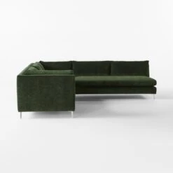 Decker 3-Piece L-Shaped Green Performance Velvet Sectional Sofa With Left Arm -Cb2 Sales 2024 Decker3PcGrnArmlSctSofaSDSSF23