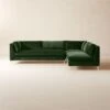 Decker 3-Piece L-Shaped Green Performance Velvet Sectional Sofa With Left Arm