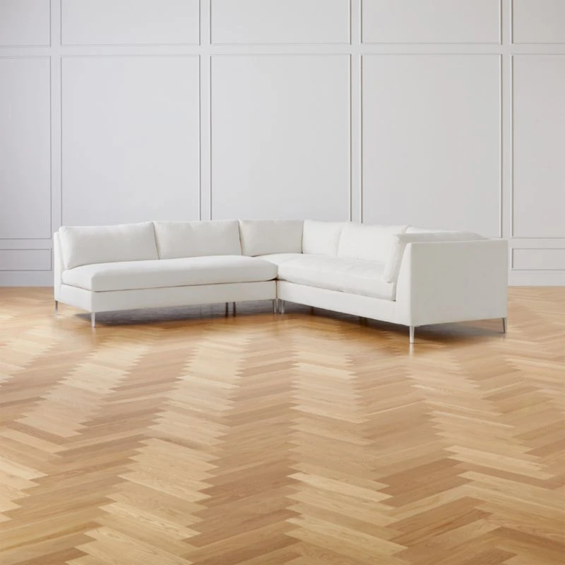 Decker 3-Piece L-Shaped White Performance Fabric Sectional Sofa With Right Arm 2 Decker 3-Piece L-Shaped White Performance Fabric Sectional Sofa With Right Arm - Image 2